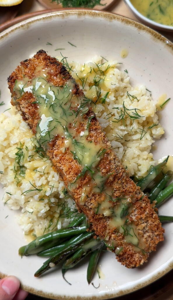 Dijon Dill Panko Crusted Salmon